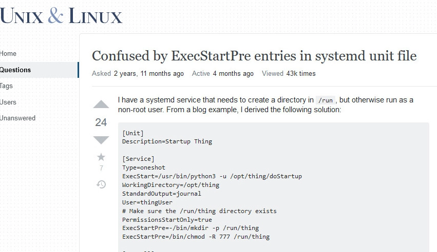 Linux Systemd 自分用メモ Systemdのexecstartpreでアクセス許可の問題が発生する いつか そのとき あの場所で Rev 2